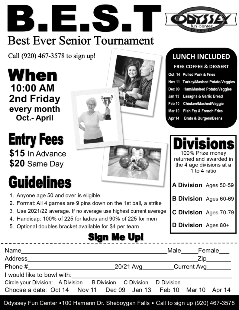 Senior Bowling Tournament | Odyssey Fun Center | Sheboygan WI