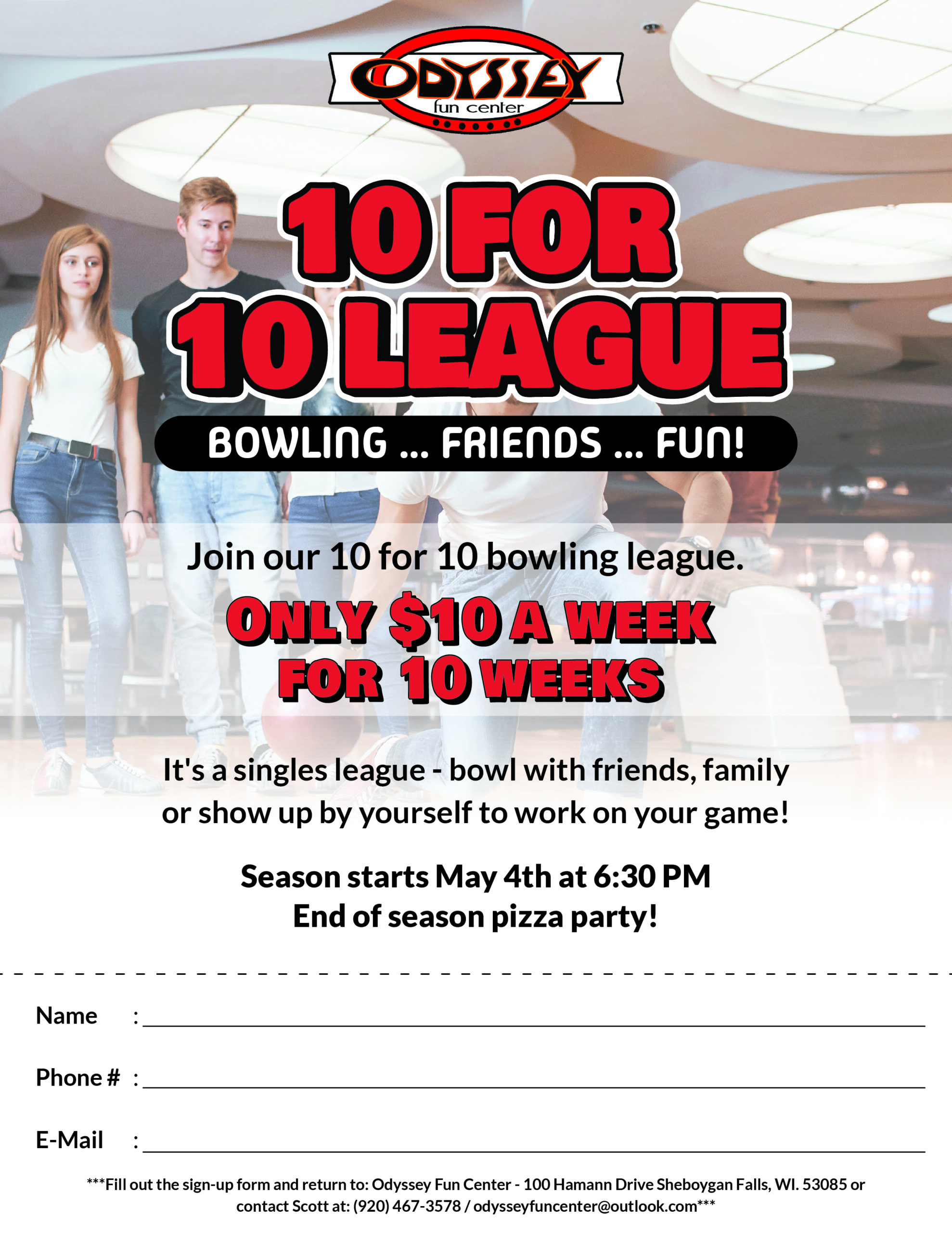 724990-Flyer-Odyssey Fun Center Spring League Flyer
