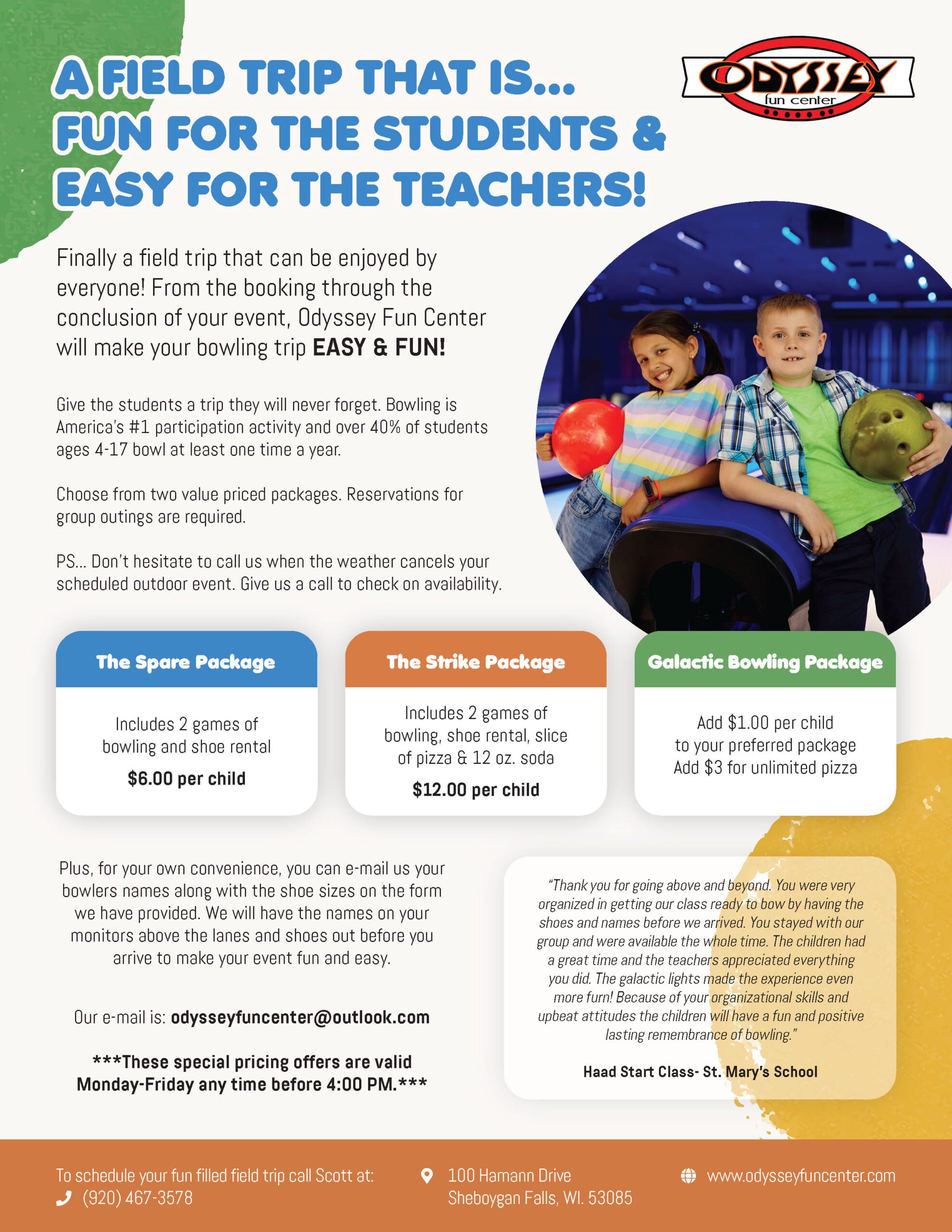 #702808 - Odyssey Fun Center - Field Trip Flyer - LetterP